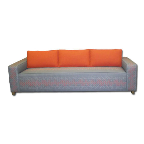 Grey and Orange Patterned Sofa
