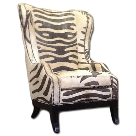 Zebra Print Wing-Back Chair